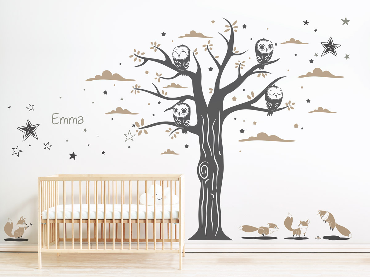 WandtattooWald XS I SET 8 Waldtiere Wandaufkleber für Babyzimmer Kinderzimmer 