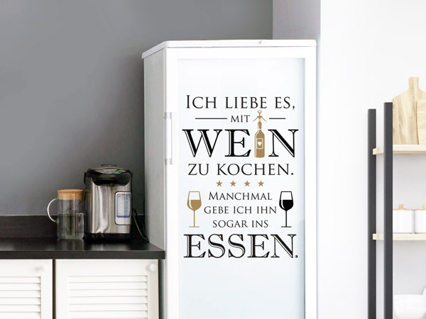 Wandtattoo Wein Spruch auf dem Kühlschrank