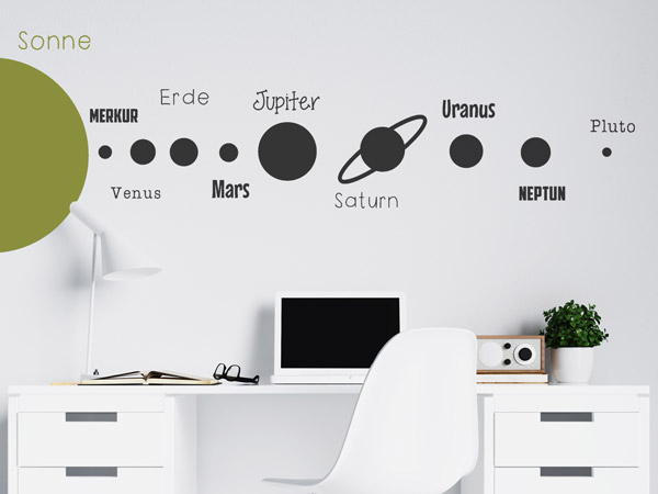 Wandtattoo Weltall Planeten Schreibtisch