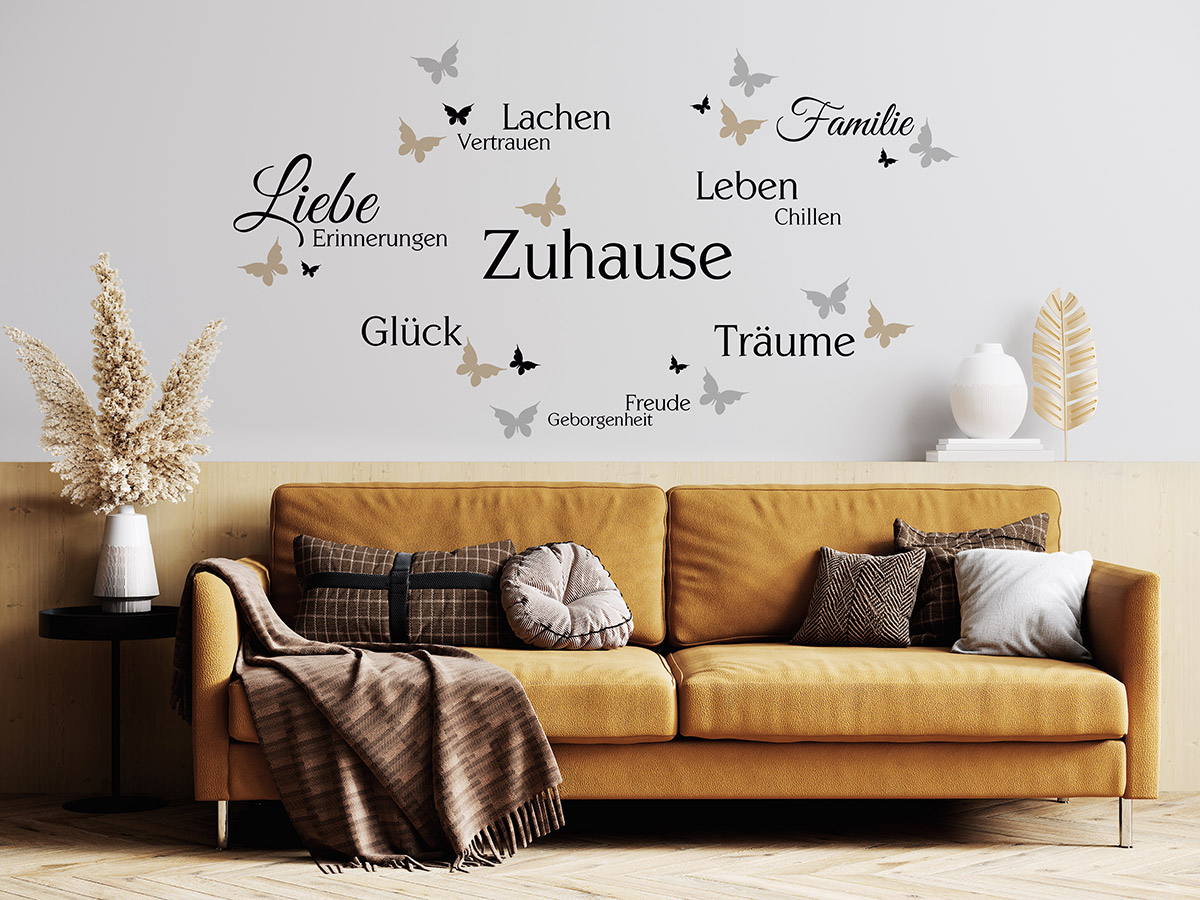 Wandtattoo Zuhause Begriffe als Wortwolke