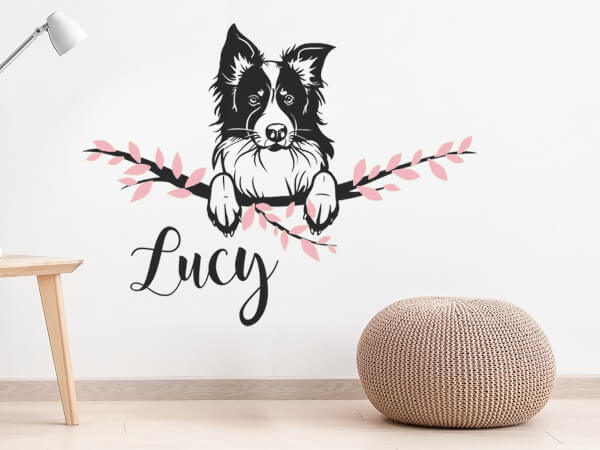 Wandtattoo Border Collie mit Name