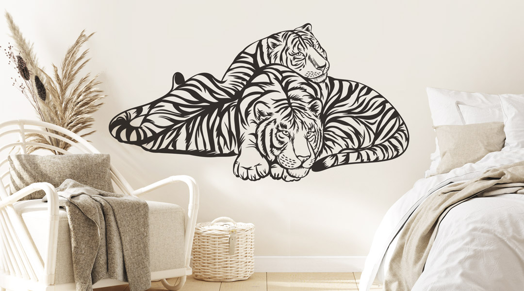 äußern Wandtattoo Tiger | Elegante Tigermotive Wände für Ihre