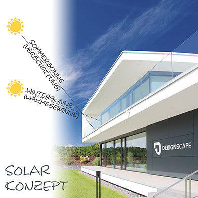 Nutzung der Sonnenenergie beim Firmengebäude von Designscape