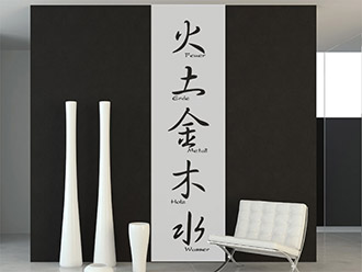 Wandtattoo Wandbanner Feng-Shui mit Beschriftung