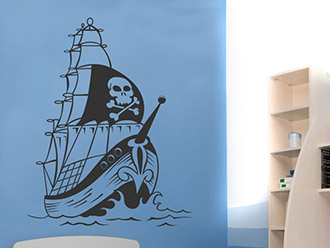 Wandtattoo Piraten Segelschiff