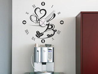 Wandtattoo Uhr Kaffee