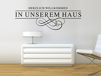 Wandtattoo Herzlich Willkommen in unserem Haus