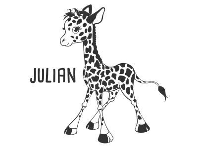 Wandtattoo Süße Giraffe mit Name Motivansicht