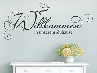 Wandtattoo Willkommen in unserem Zuhause