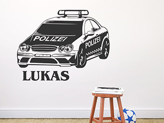 Wandtattoo Polizeiauto mit Name