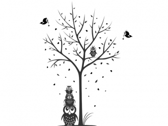 Wandtattoo Eulenbaum mit Herzen Motivansicht