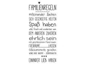 Wandtattoo Familienregeln mit Herz Motivansicht