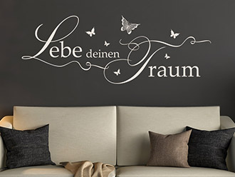 Wandtattoo Lebe deinen Traum mit Schmetterlingen