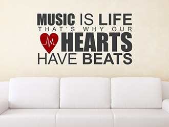 Wandtattoo Music Heart Beats