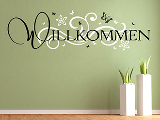 Wandtattoo Willkommen mit Ornament