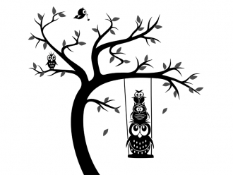 Wandtattoo Baum Eulenschaukel Motivansicht