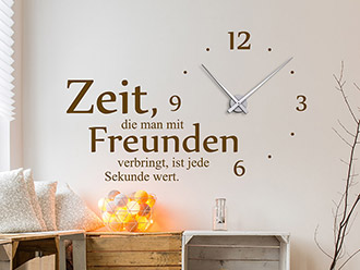 Wandtattoo Uhr Zeit mit Freunden