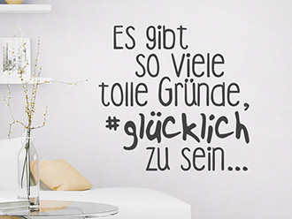 Wandtattoo Hashtag Glücklich