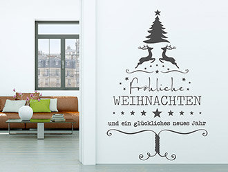 Wandtattoo Verspielter Weihnachtsbaum