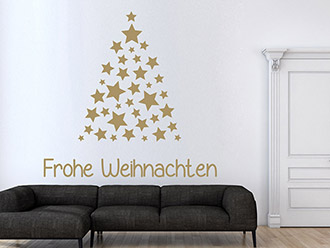 Wandtattoo Sterne Tannenbaum Frohe Weihnachten