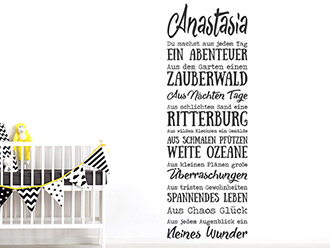 Wandtattoo Spruchbanner mit Wunschname