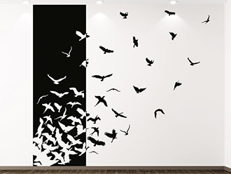 Wandtattoo Wandbanner Vogelschwarm