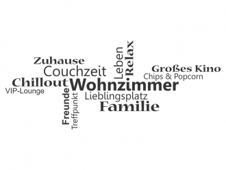 Wandtattoo Wortwolke Wohnzimmer Motivansicht