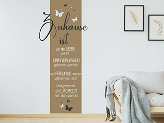 Wandtattoo Wandbanner Zuhause ist wo die Liebe wohnt