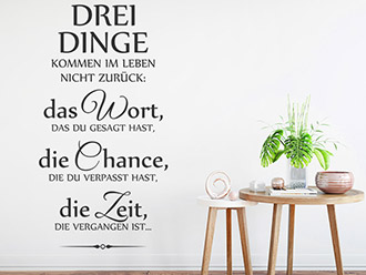 Wandtattoo Drei Dinge