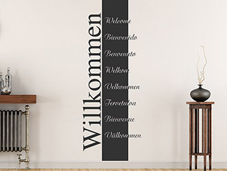 Wandtattoo Wandbanner Willkommen in 9 Sprachen