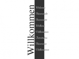 Wandtattoo Wandbanner Willkommen in 9 Sprachen Motivansicht