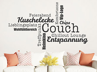 Wandtattoo Wortwolke Couch