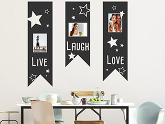 Wandtattoo Fotobanner Live Laugh Love