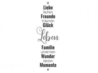 Wandtattoo Leben mit Herzen Motivansicht
