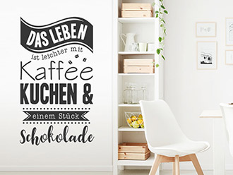 Wandtattoo Das Leben ist leichter mit Kaffee...