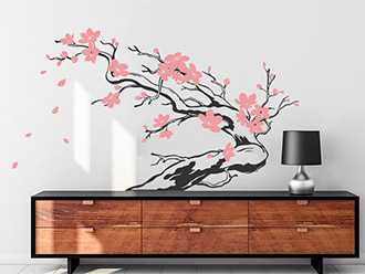 Wandtattoo Japanischer Ast mit Blüten