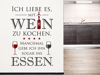 Wandtattoo Ich liebe es mit Wein zu kochen