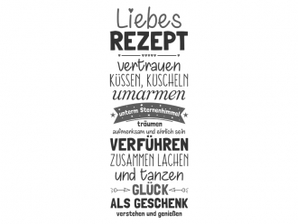 Wandtattoo Liebesrezept mit Herzen Motivansicht