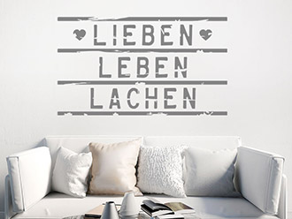 Wandtattoo Lieben Leben Lachen Lightbox Stil