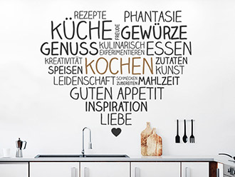 Wandtattoo Kochen mit Herz