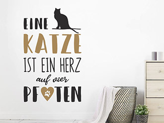 Wandtattoo Eine Katze ist ein Herz