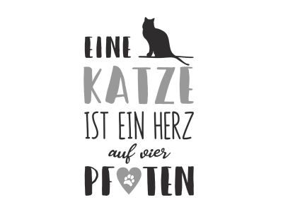 Wandtattoo Eine Katze ist ein Herz Motivansicht