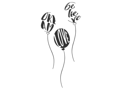 Wandtattoo Dream Love Believe Ballons Motivansicht