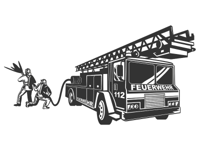 Wandtattoo Feuerwehrmänner im Einsatz Motivansicht
