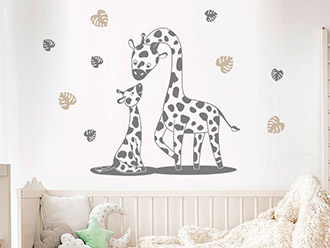 Wandtattoo Giraffenmama mit Baby