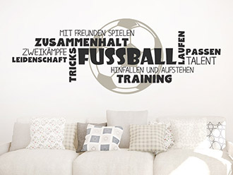 Wandtattoo Fussball Worte mit Ball