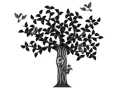 Wandtattoo Baum mit Eichhörnchen Motivansicht