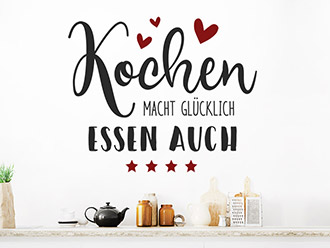 Wandtattoo Kochen macht glücklich