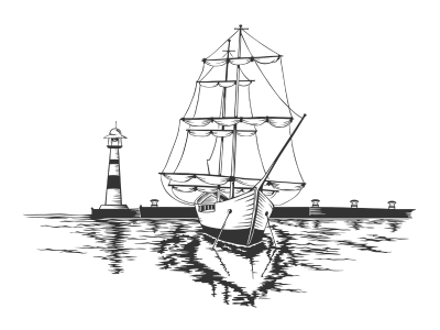 Wandtattoo Schiff im Hafen Motivansicht