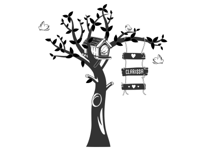 Wandtattoo Baum mit Vogelhaus Motivansicht